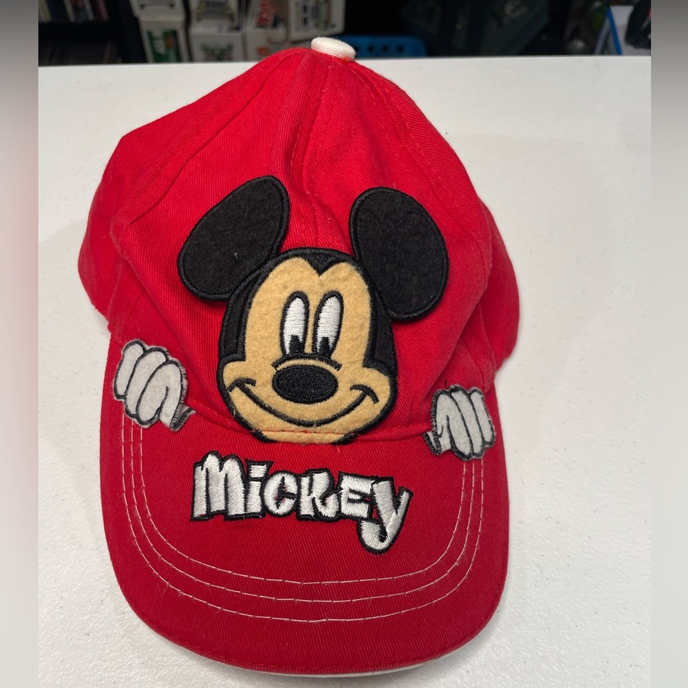 Disney Red Cap with White Stitching, Mickey Mouse, Vintage